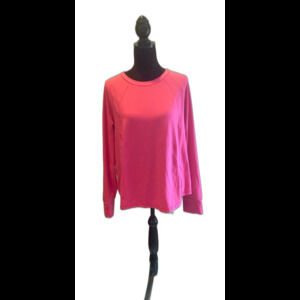 Members Mark Top Plus Size XL Bright Pink Brushed Long Sleeve + Stretch T Shirt